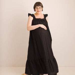 Linen Maxi Dress | Black | Journy