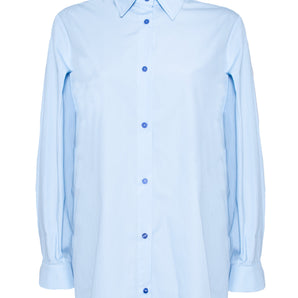 Light Blue Cotton Button-Down Shirt Smart Tailored Fit - Custom Made - Bastet Noir