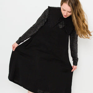 Ruffle Detachable Collar | Black Linen | Journy