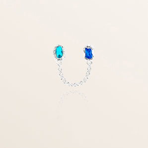 Double Studs Topaz & Sapphire, Silver