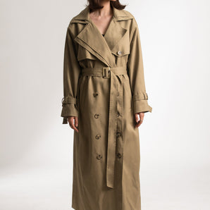 Cream Cotton Oversized Everyday Trench Coat - Custom Made - Bastet Noir