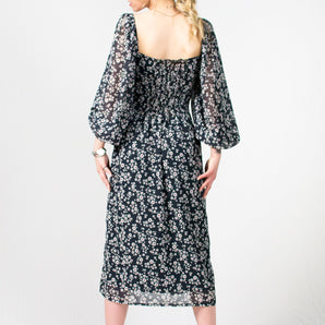 Ditsy floral black Boho dress - Custom Made - Bastet Noir