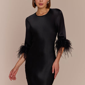 Dolly Feather Sleeve Dress In Black