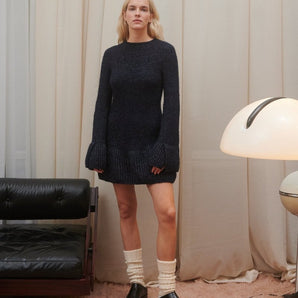 Eglė: Midnight Blue Wool Dress