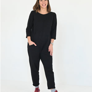 Etta Jumpsuit - Black - French Terry