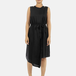 Funchal Asymmetric Wrap Dress Black