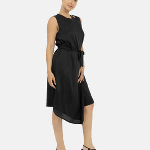 Funchal Asymmetric Wrap Dress Black