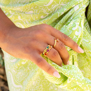 Sunrise Ring - Green and Peridot