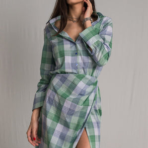 Plaid shirt casual dress - Custom Made - Bastet Noir