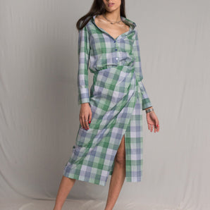 Plaid shirt casual dress - Custom Made - Bastet Noir