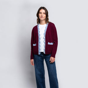 THE JAKOB HEIRLOOM CARDIGAN: BURGUNDY