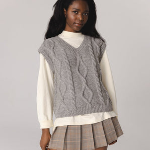 Laimė: Cloud Grey Alpaca Wool & Cotton Vest