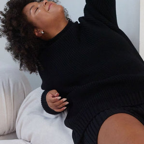 Laumės: Black Merino Wool Sweater