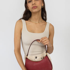 recycled genuine leather mini shoulder bag cherry red lizard #color_cherry-red-lizard