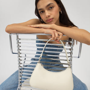 recycled genuine leather mini shoulder bag white pebbled leather #color_white