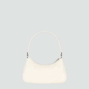 recycled genuine leather mini shoulder bag white pebbled leather #color_white