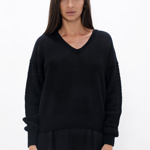 Nagano  - V-Neck Sweater - Licorice