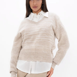 Nagano - V-Neck Sweater - Sand Marl