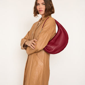 HYER GOODS convertible crossbody hobo Piccola ring bag #color_dark-cherry-red