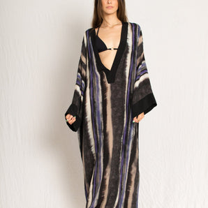 Silk kaftan purple maxi dress - Custom Made - Bastet Noir