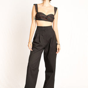 Dark grey wool high waist pants - Custom Made - Bastet Noir