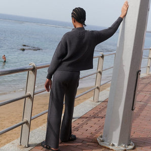Rib Lounge: Charcoal Merino Wool Pants
