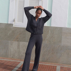 Rib Lounge: Charcoal Merino Wool Pants