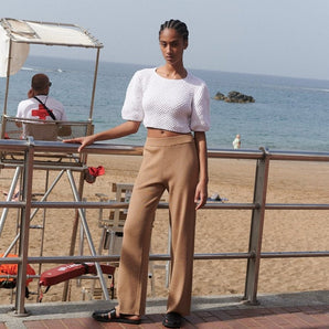 Rib Lounge: Nutmeg Merino Wool Pants
