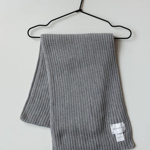 Rib Scarf: Grey Merino Wool