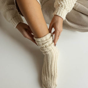 Rib Socks: Seal Salt Wool