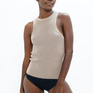 Sao Paulo - Racer Knitted Top - Sand