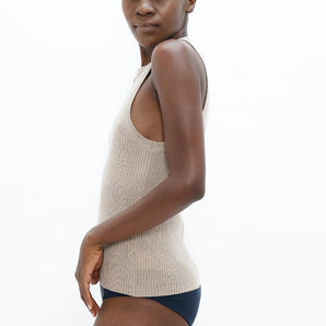 Sao Paulo - Racer Knitted Top - Sand