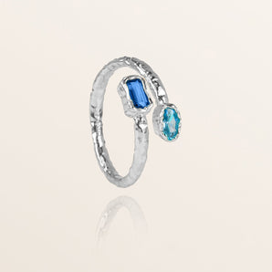 sterling silver ring, stacking ring, blue topaz