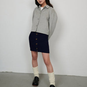 Ventė: Midnight Blue Merino Mini Skirt