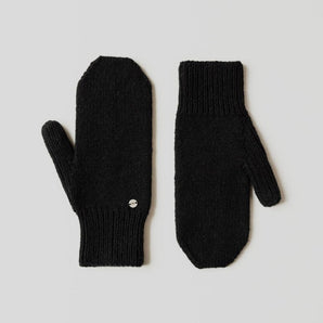 Vilna: Black Alpaca Wool Mittens & Neckwarmer Set