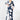 Blue and White Floral Print Cotton Kimono Sleeve Bareback Midi Dress - Custom Made - Bastet Noir