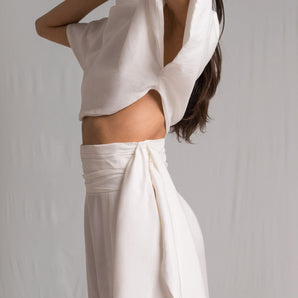 White satin women pants - Custom Made - Bastet Noir
