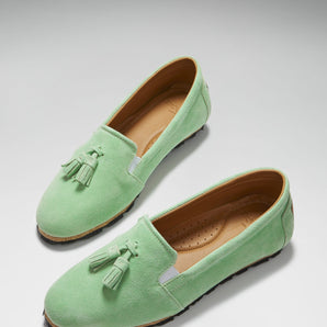 Women's Tasselled Espadrilles, lagoon green suede