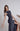 Dark Blue Off Shoulder Bridesmaid Midi Dress - Custom Made - Bastet Noir